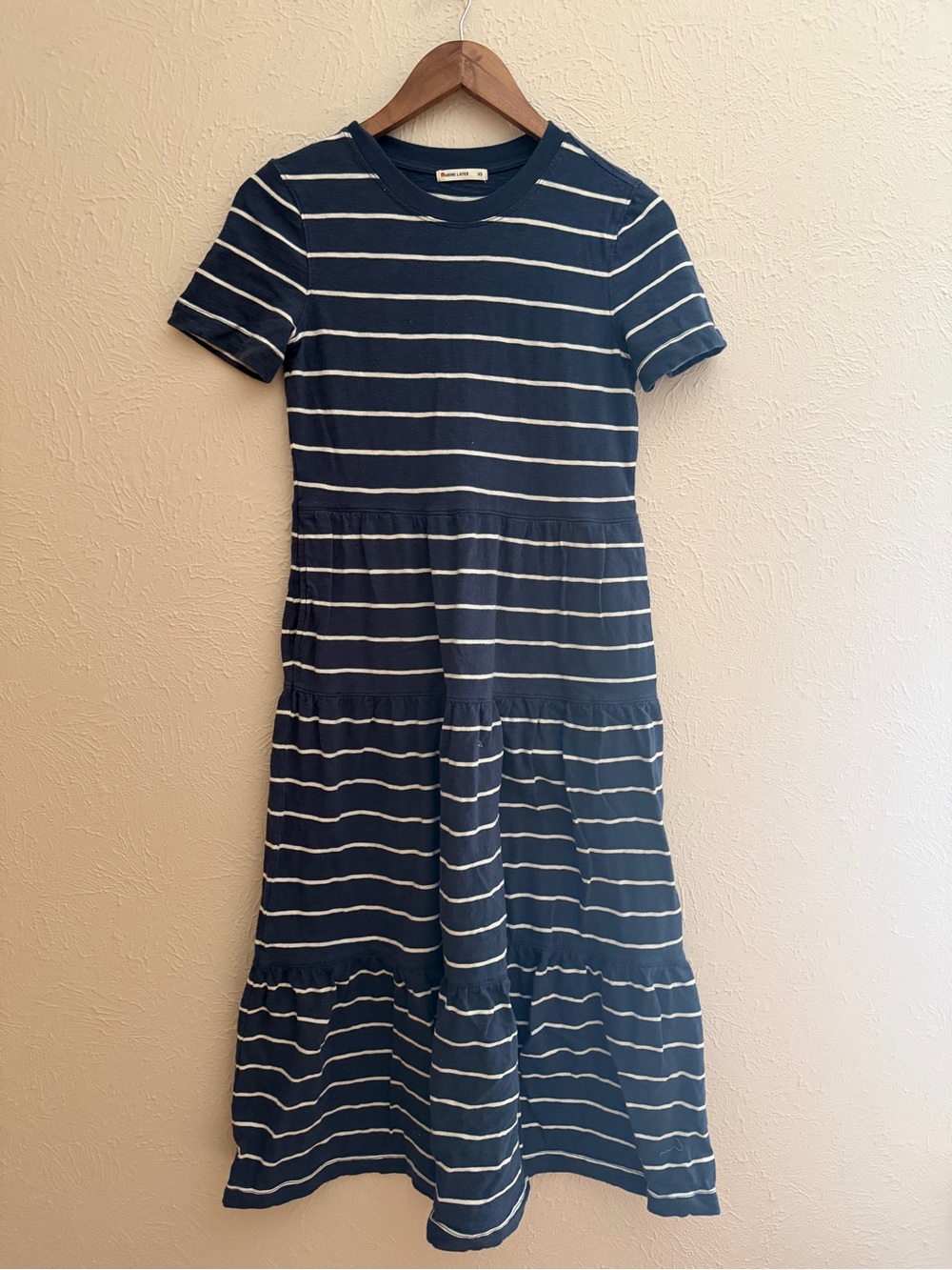 Marine Layer Sadie Vintage Slub Midi Dress – Navy/White Stripe | XS